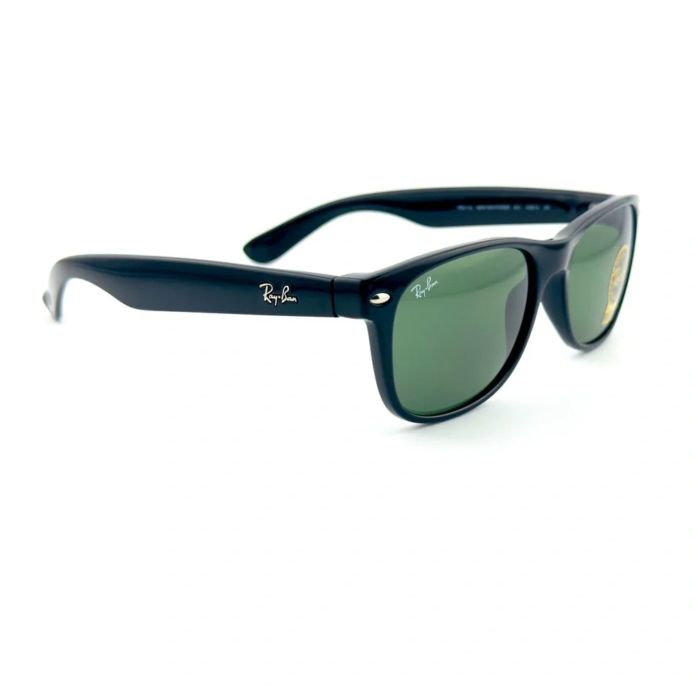 Ray-Ban Sunglasses New Wayfarer Classic RB2132 Polished black Frame Green Lenses - Picture 9 of 14